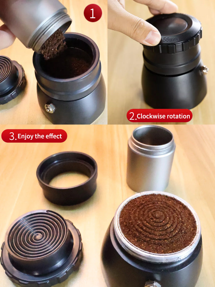Semi Automatic 56mm Moka Pot Terraced Fields Cloth Powder Needle Coffee Tool