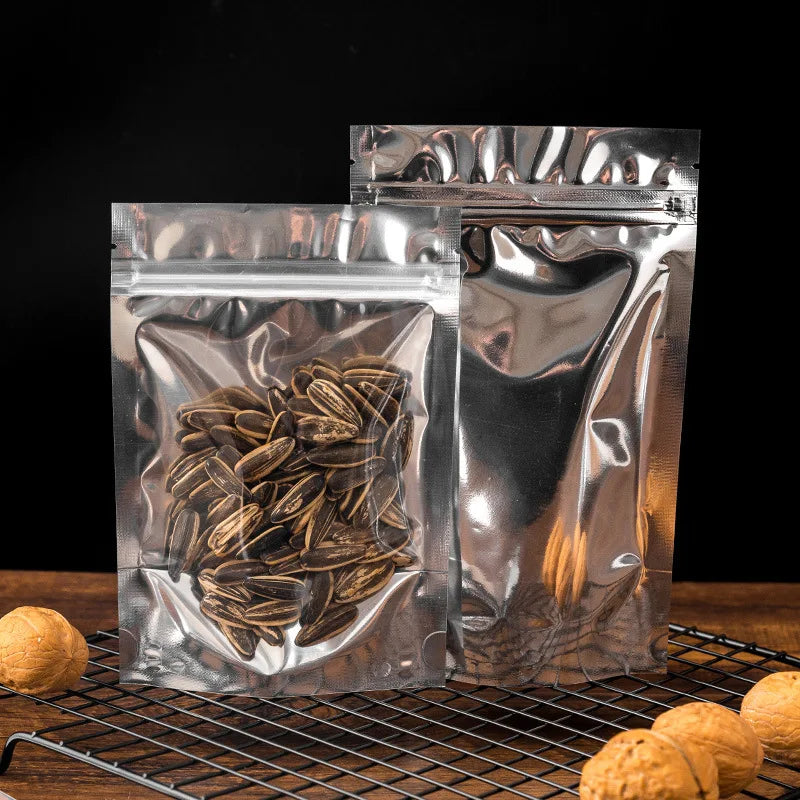 50Pcs Food Packaging Aluminum Foil Stand Up Bag Home Storage Tea Coffee