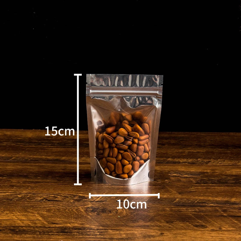 50Pcs Food Packaging Aluminum Foil Stand Up Bag Home Storage Tea Coffee