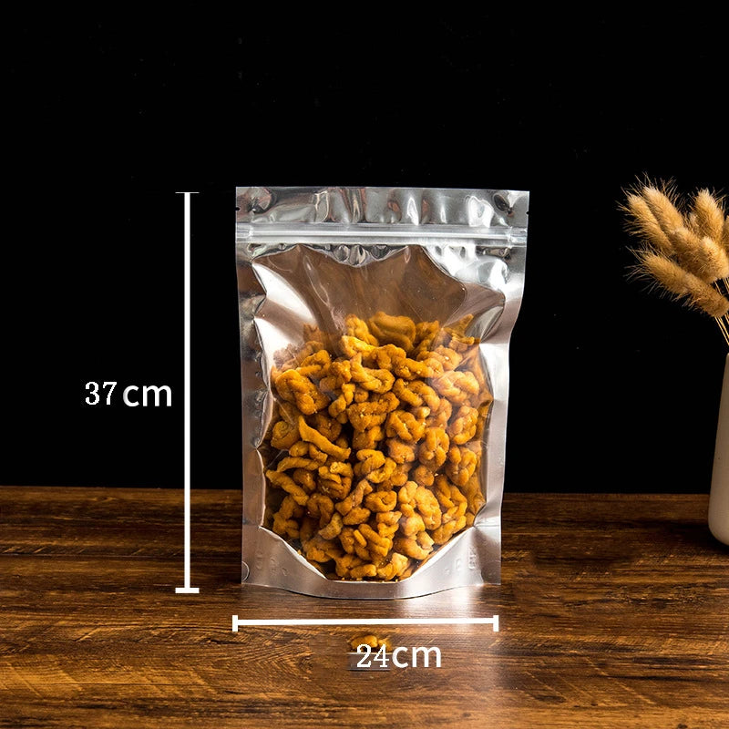 50Pcs Food Packaging Aluminum Foil Stand Up Bag Home Storage Tea Coffee