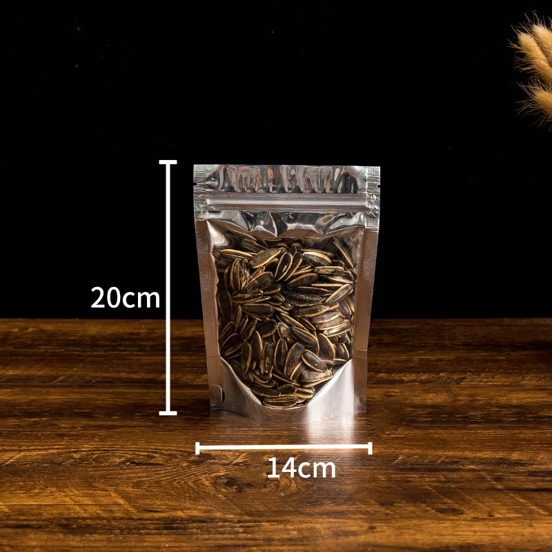 50Pcs Food Packaging Aluminum Foil Stand Up Bag Home Storage Tea Coffee