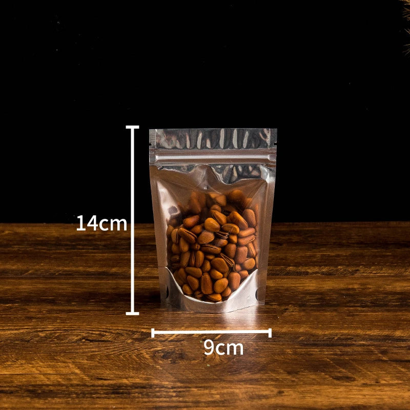 50Pcs Food Packaging Aluminum Foil Stand Up Bag Home Storage Tea Coffee