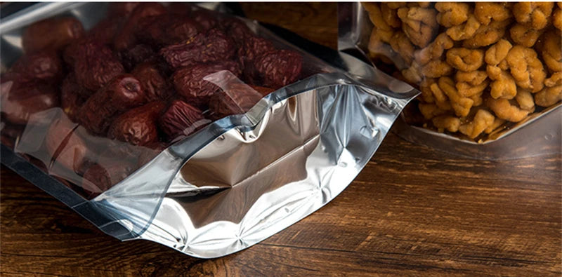 50Pcs Food Packaging Aluminum Foil Stand Up Bag Home Storage Tea Coffee