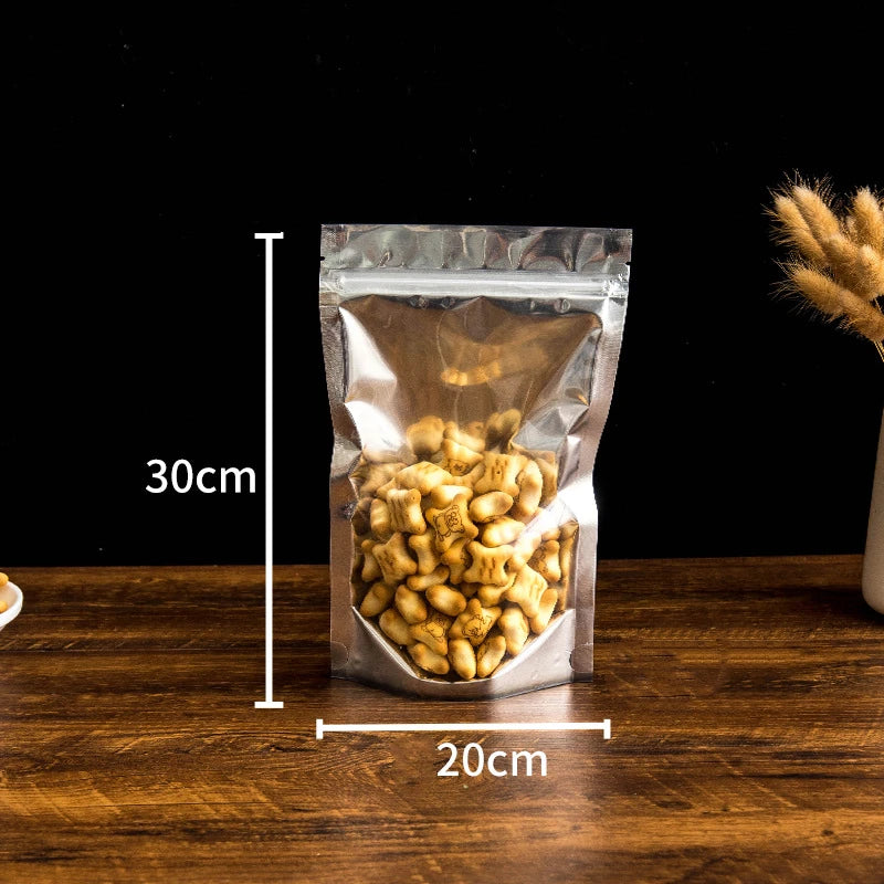 50Pcs Food Packaging Aluminum Foil Stand Up Bag Home Storage Tea Coffee