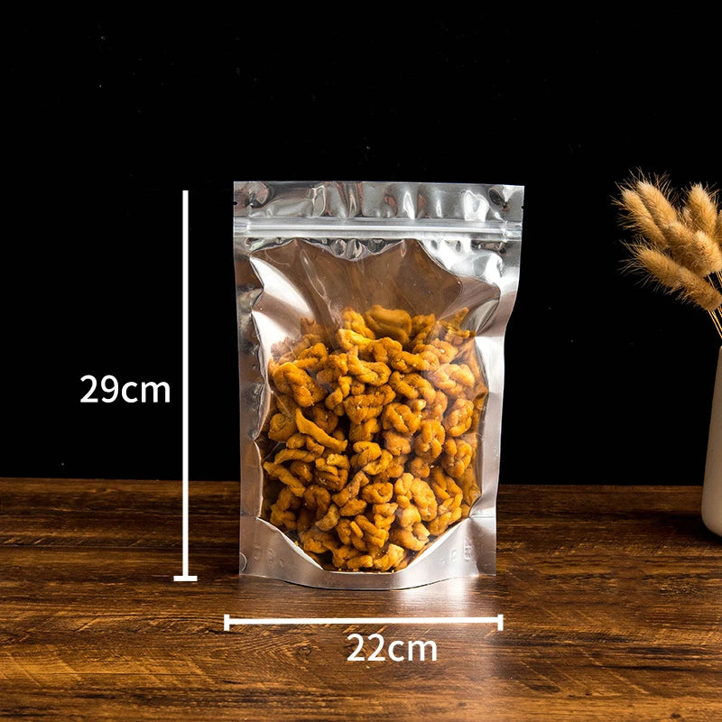 50Pcs Food Packaging Aluminum Foil Stand Up Bag Home Storage Tea Coffee