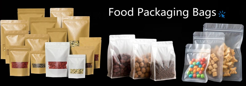 50Pcs Food Packaging Aluminum Foil Stand Up Bag Home Storage Tea Coffee