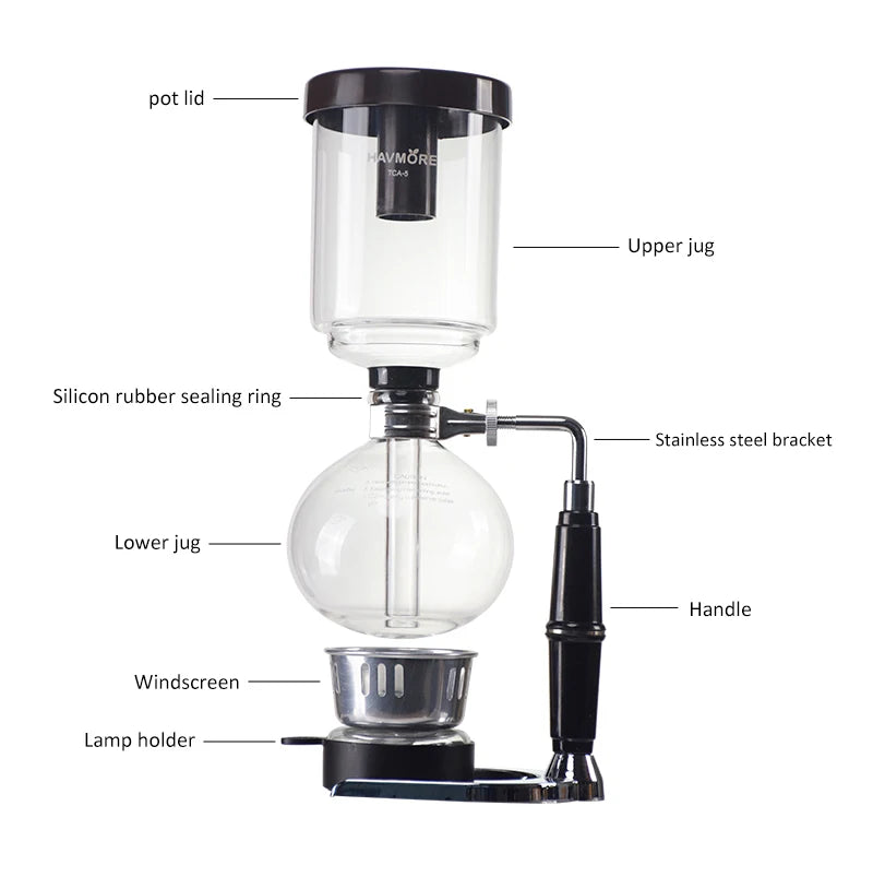 Siphon Coffee Maker 3/5Cups Pots High Quality Coffee Kettle Pot Set Coffee