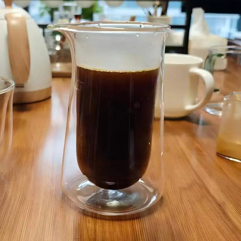 Double Wall Glass Coffee Server, 450ml High Borosilicate Pour Over Coffee Carafe