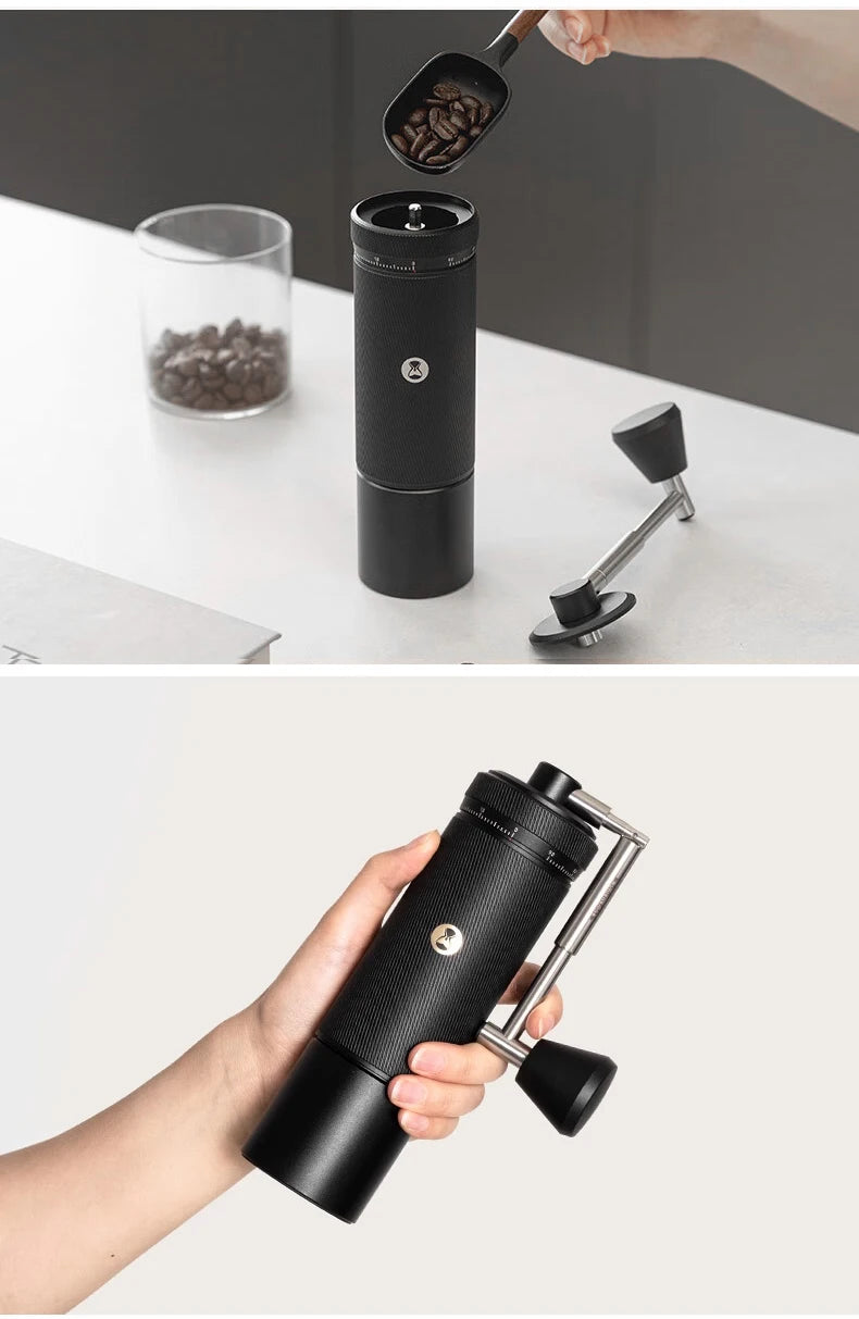 Manual Coffee Grinder Foldable Handle Black Aluminum Alloy  Espresso Grinder