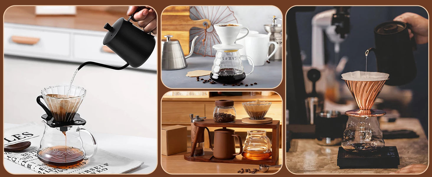 Hand-made Glass Coffee Pot Set with Lids Cloud Shaped Coffee Maker Filter Server