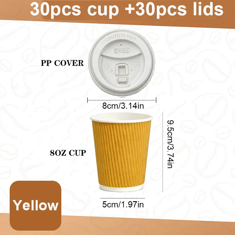 Double-Walled Insulated Corrugated Cardboard Coffee Cups Thickened Cups