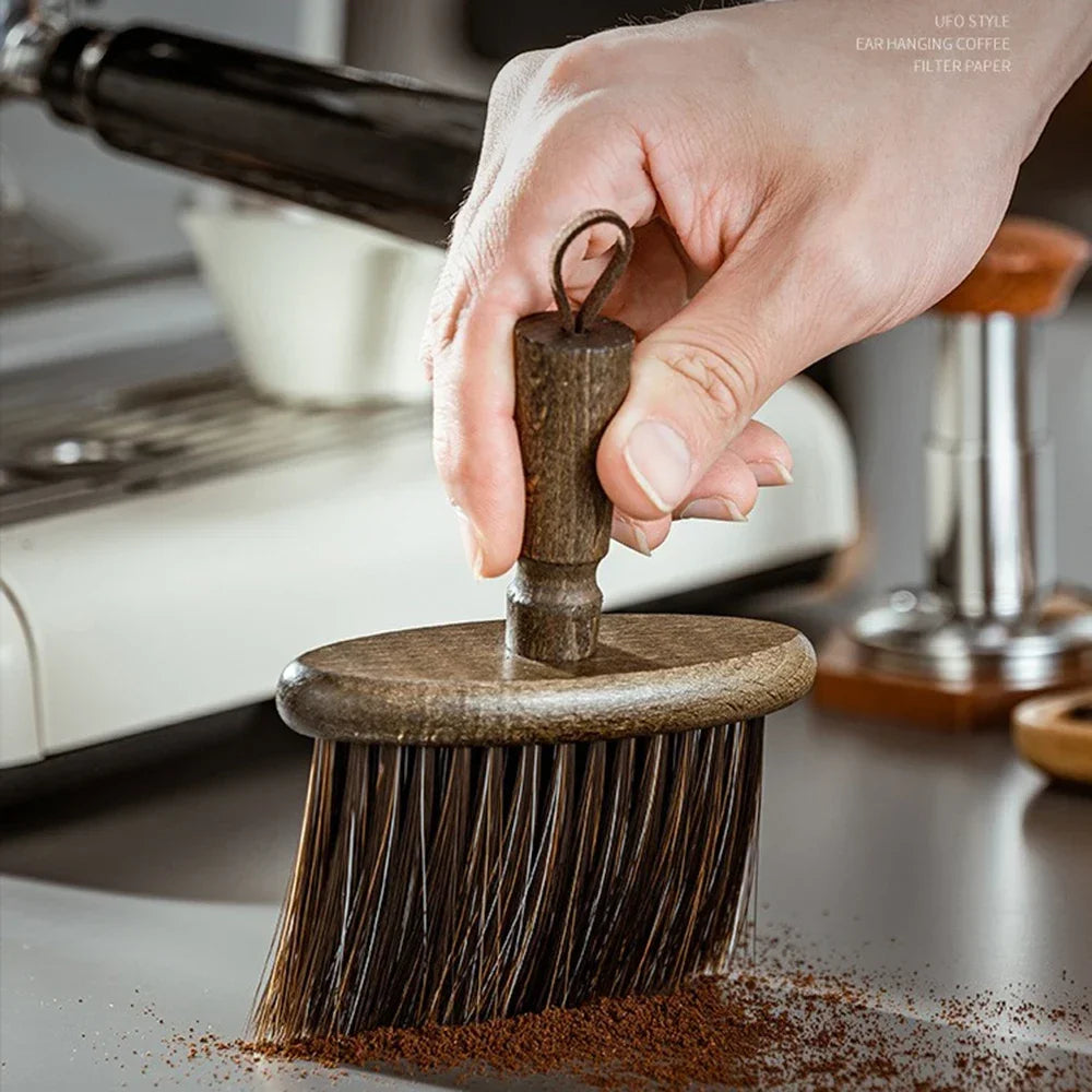 Coffee Machine Cleaning Brush Solid Wood Bowl Coffee Brush Coffee Grounds