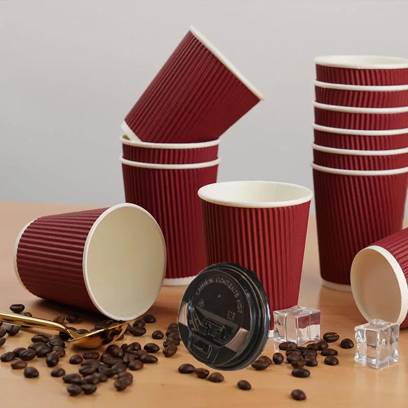 Double-Walled Insulated Corrugated Cardboard Coffee Cups Thickened Cups