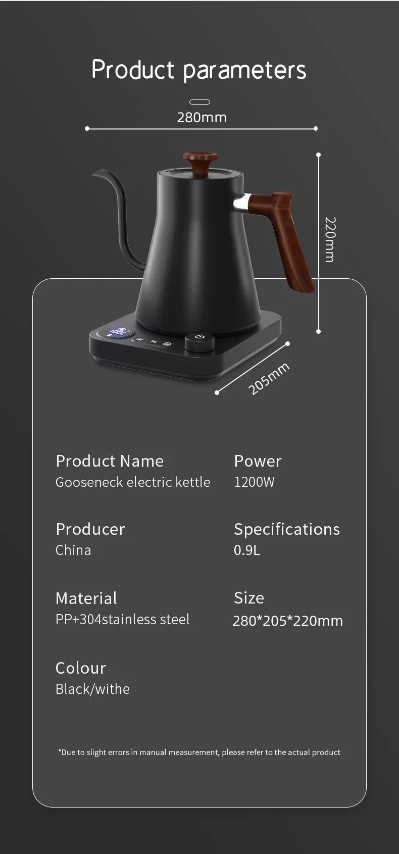 Electric Gooseneck Kettle Hand Brew Coffee Pot Smart Teapot Heating Kettle