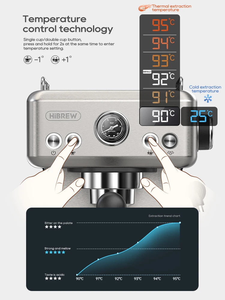 Semi Automatic Espresso Coffee Machine Temperature Cold/Hot Coffee Maker