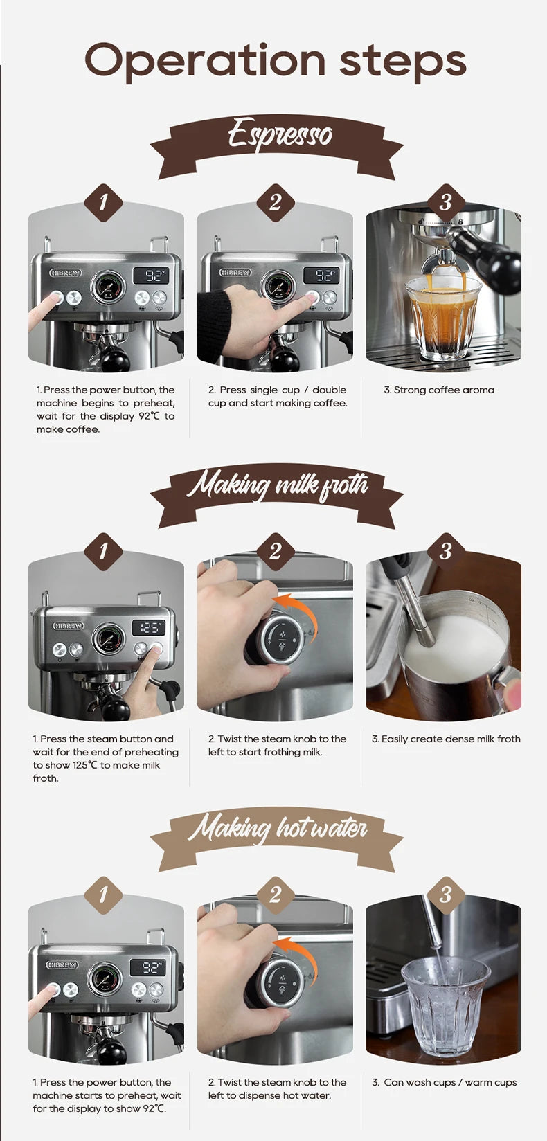 Semi Automatic Espresso Coffee Machine Temperature Cold/Hot Coffee Maker