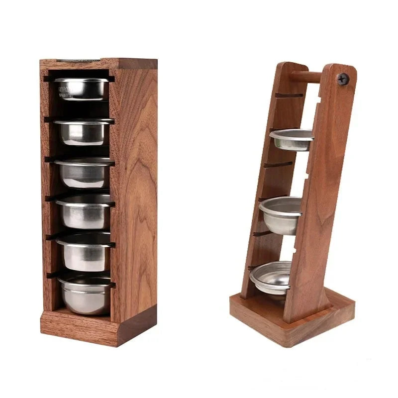 JUSTINLAU Coffee Powder Bowl Storage Rack Walnut Wood Rack Barista Tools