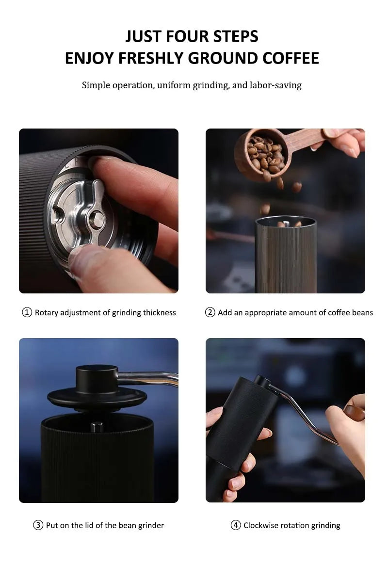Household Portable Steel Burr Manual Coffee Bean Grinder Alloy Coffee Grinder