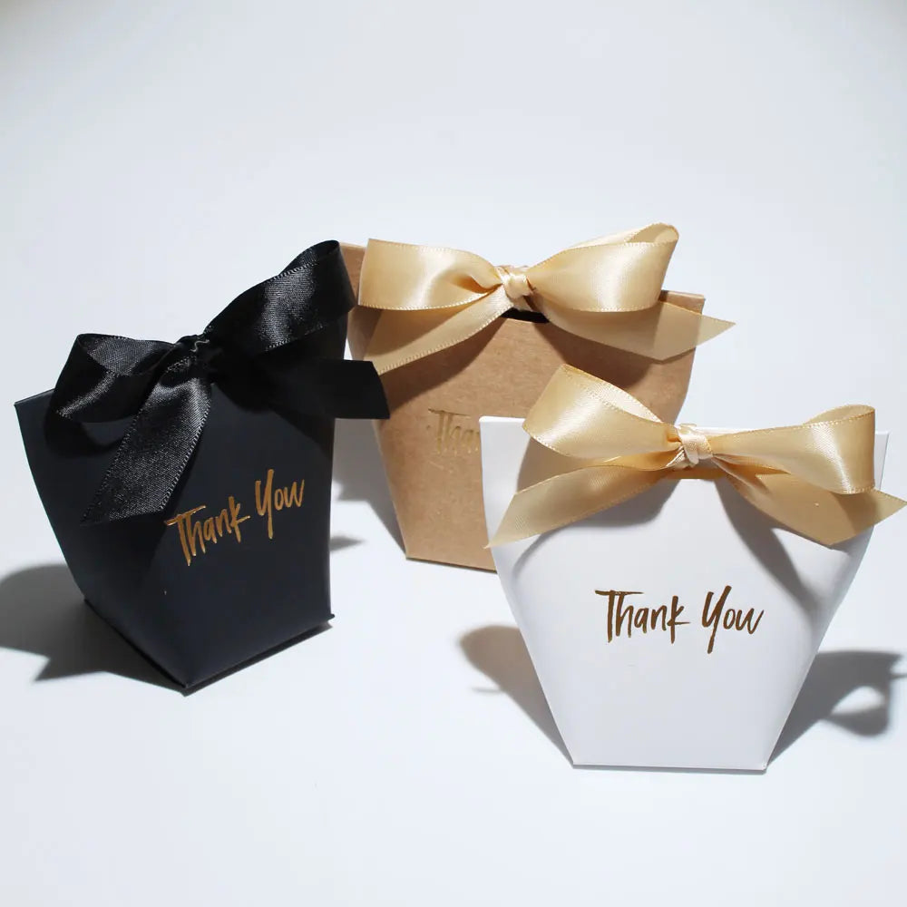 Chic Candy Gift Boxes  Black, White Coffee | Gold 'Thank You' | Ribbon | For Christmas