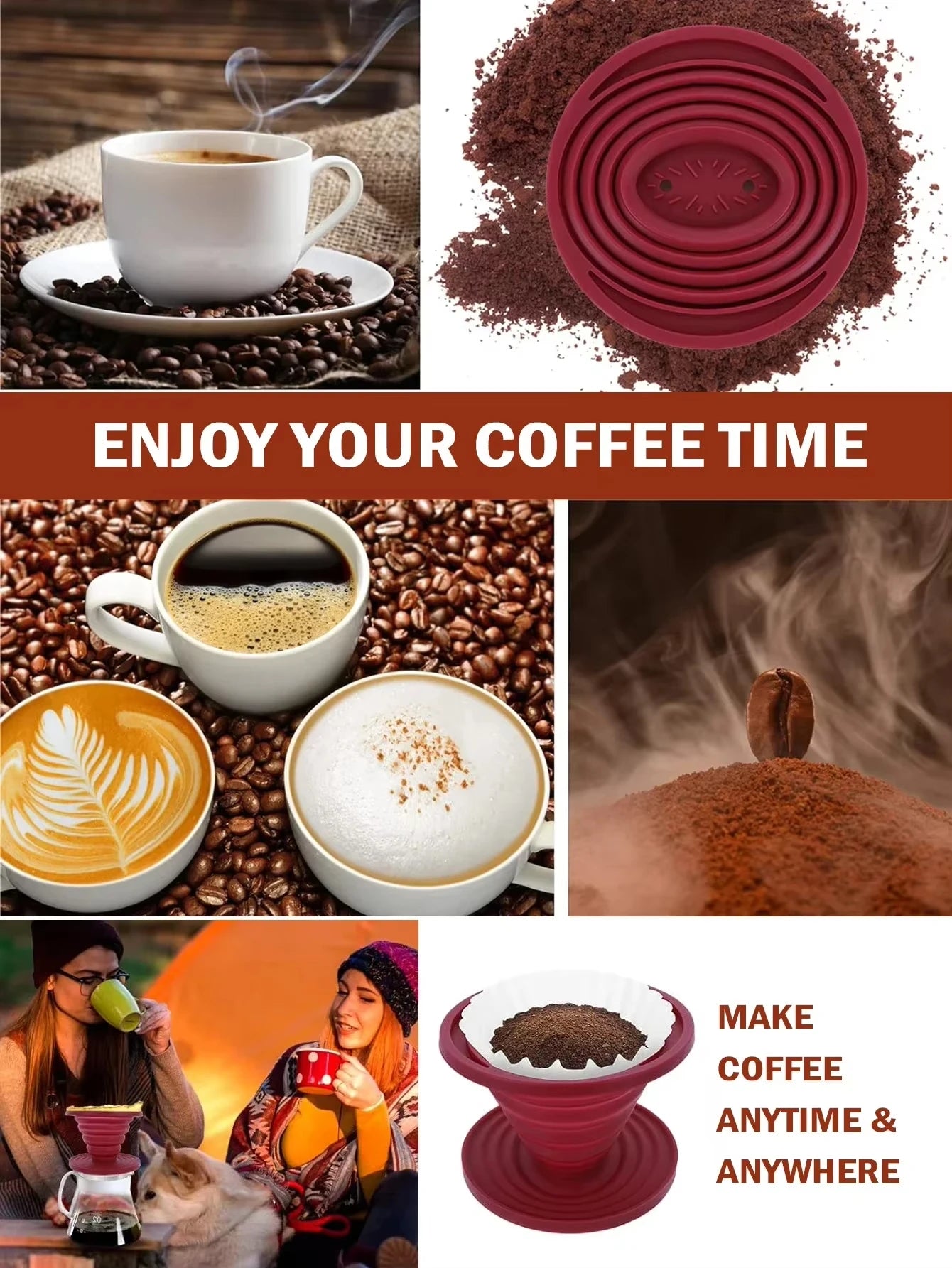 Collapsible Coffee Filter Silicone Coffee Maker Reusable Coffee Dripper Brewed