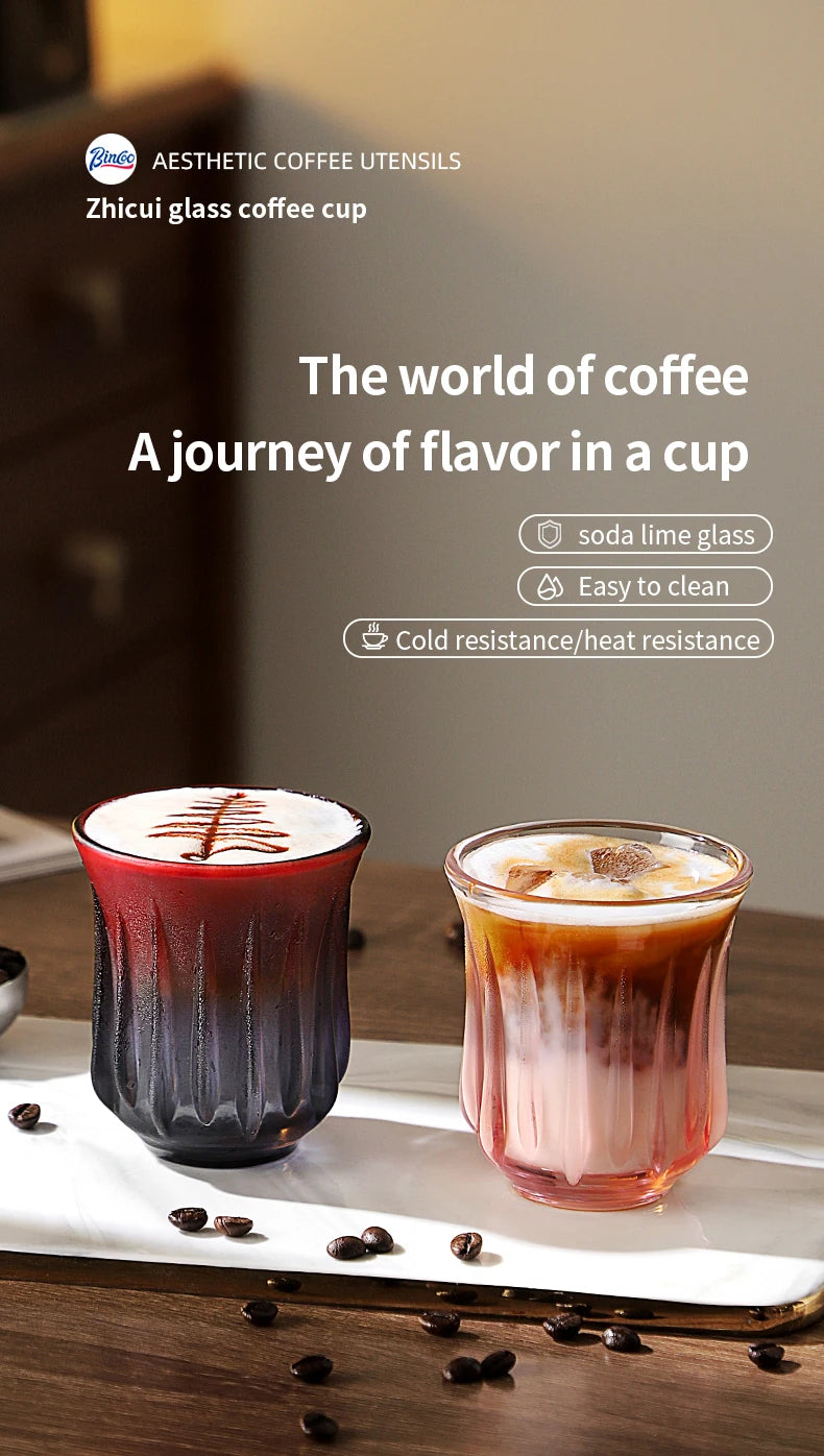 Bincoo High End Coffee Cup Elegant Retro Glass for Americano Dirty Flat White