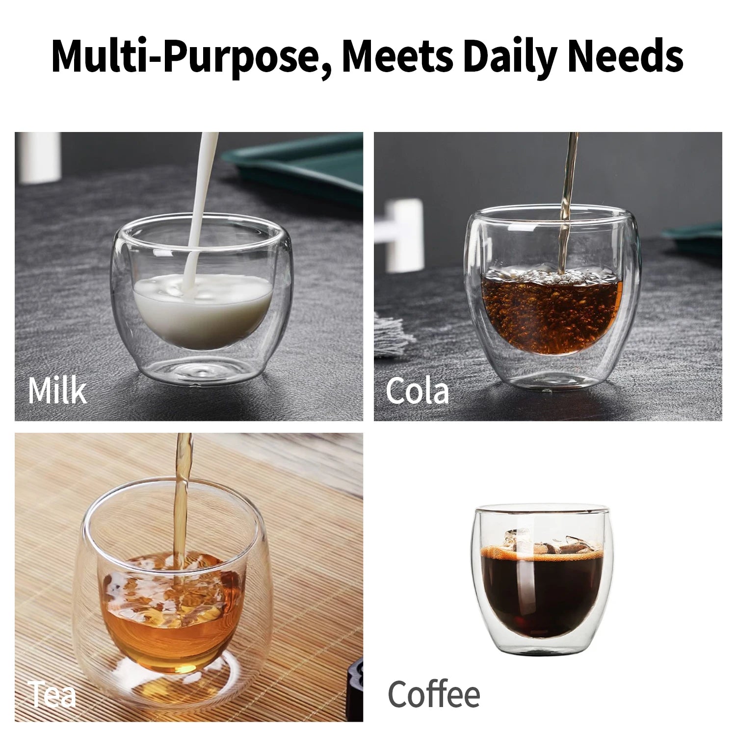 Double Walled Glass Coffee Mugs Insulated Layer Coffee Cups