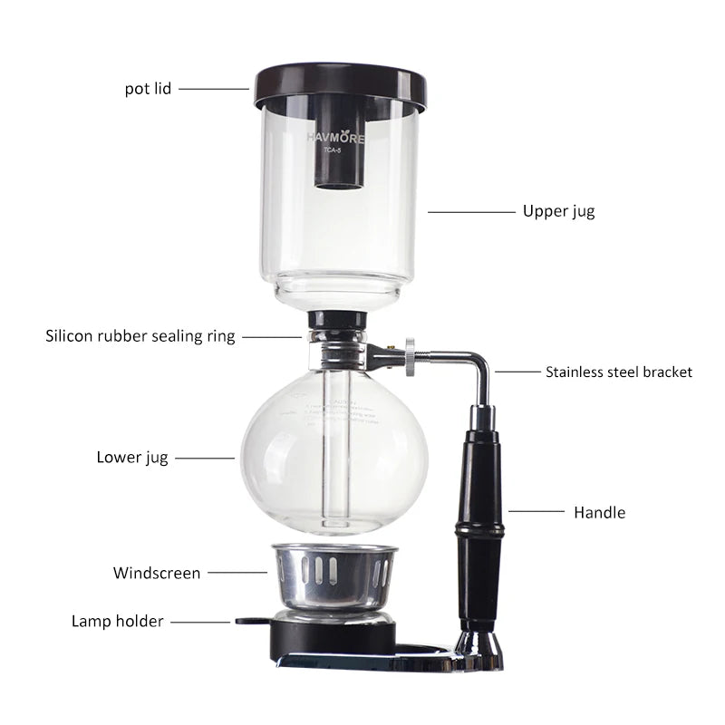 Siphon Coffee Maker 3/5Cups Pots High Quality Coffee Kettle Pot Set Coffee