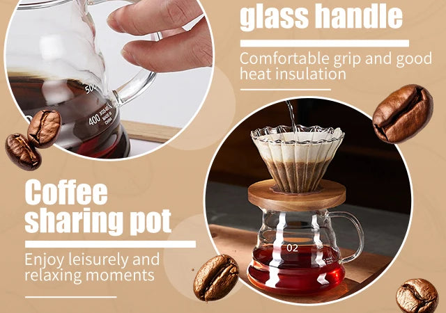 Hand-made Glass Coffee Pot Set with Lids Cloud Shaped Coffee Maker Filter Server