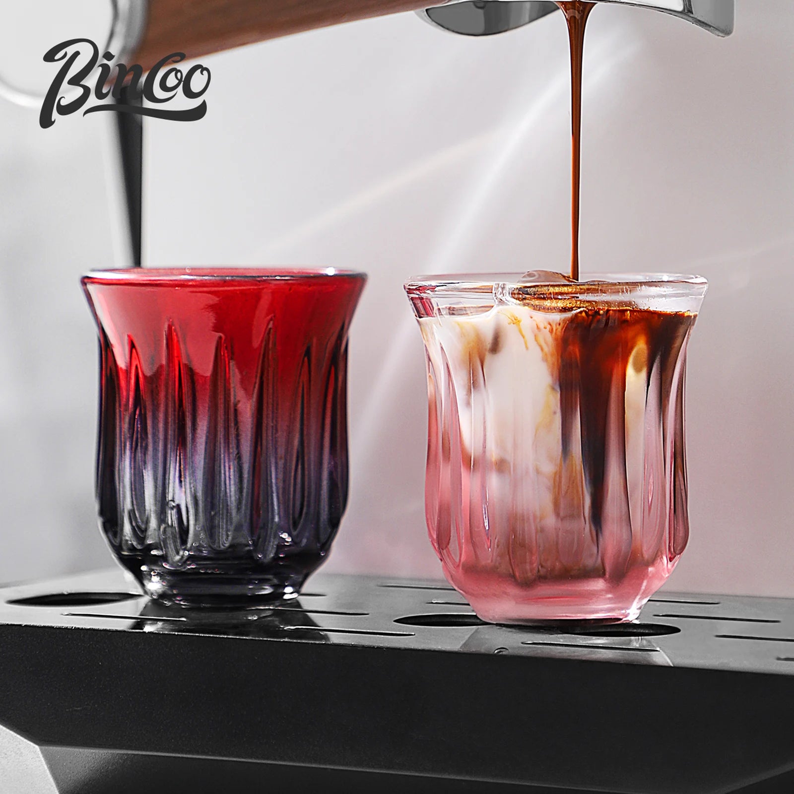 Bincoo High End Coffee Cup Elegant Retro Glass for Americano Dirty Flat White