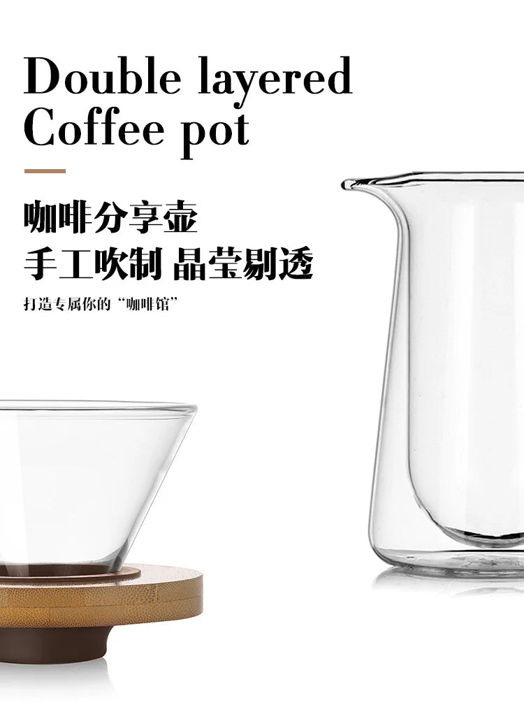 Double Wall Glass Coffee Server, 450ml High Borosilicate Pour Over Coffee Carafe