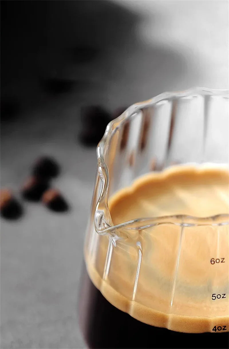 Espresso Measuring Cup with Wood Handle Vertical Grain Glass Coffee