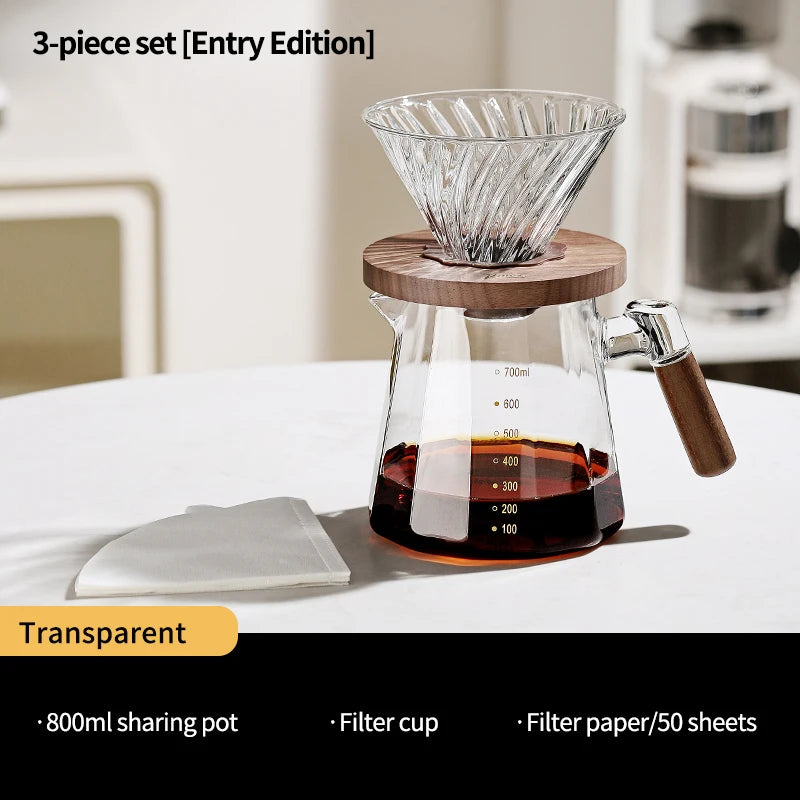Bincoo Pour Over Coffee Maker Set 800ml Glass Carafe Coffee with Glass Coffee