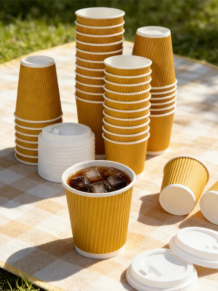 Double-Walled Insulated Corrugated Cardboard Coffee Cups Thickened Cups