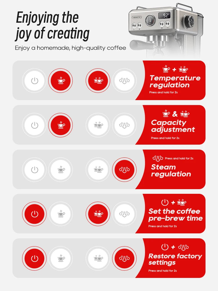 Semi Automatic Espresso Coffee Machine Temperature Cold/Hot Coffee Maker