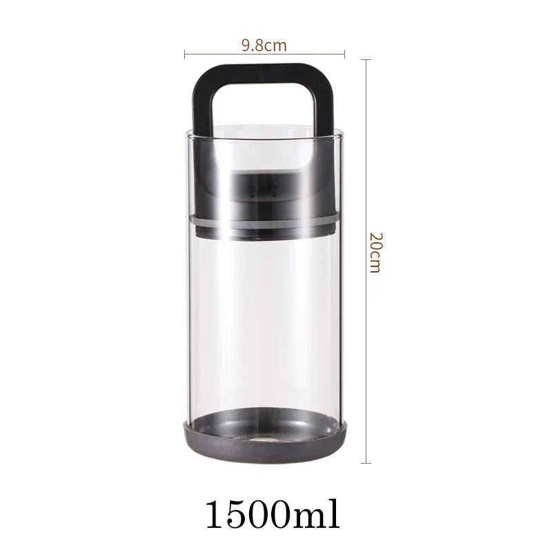 Coffee Beans Storage Vacuum Jar Kitchen Food Clear Glass Container Tea Cans