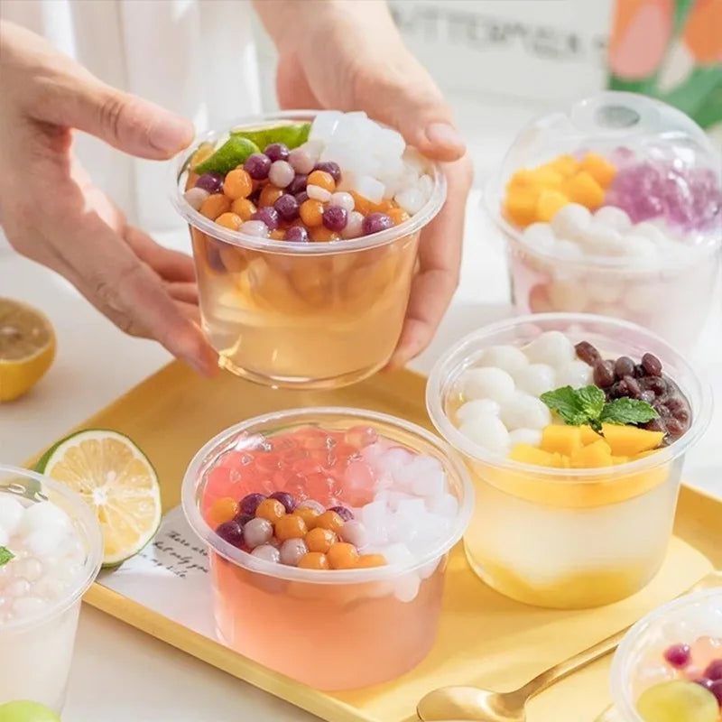 50PCS Disposable Plastic Cups Transparent Dessert Cups Bowls  Container