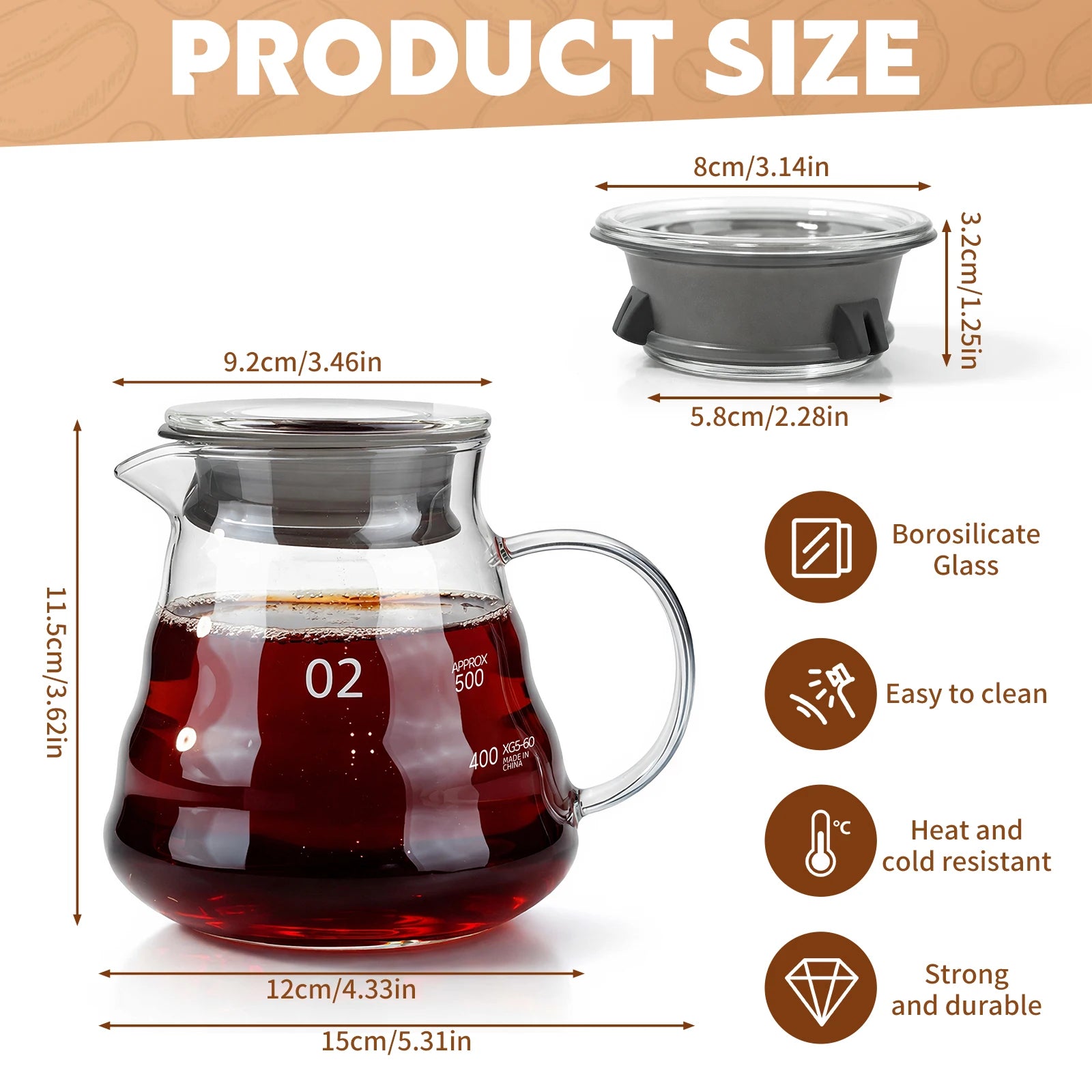 Hand-made Glass Coffee Pot Set with Lids Cloud Shaped Coffee Maker Filter Server