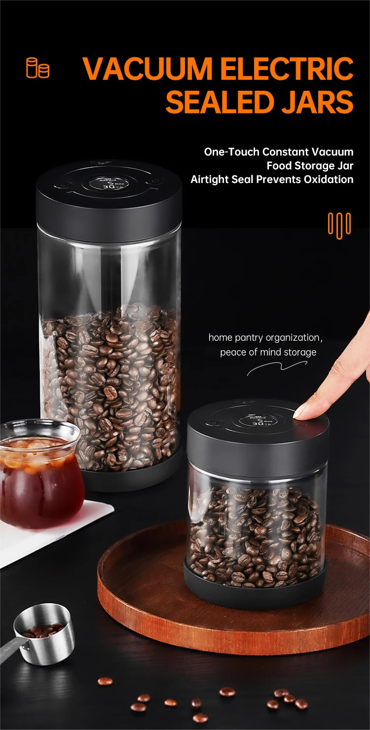 IKAPE Electric Vacuum Bean Canisters With Digital Display Coffee