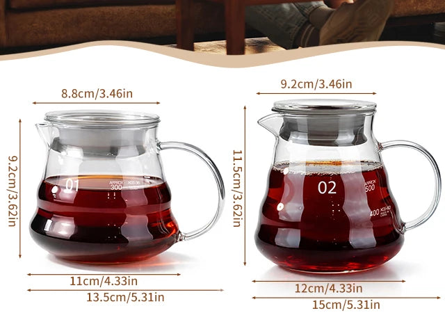 Hand-made Glass Coffee Pot Set with Lids Cloud Shaped Coffee Maker Filter Server