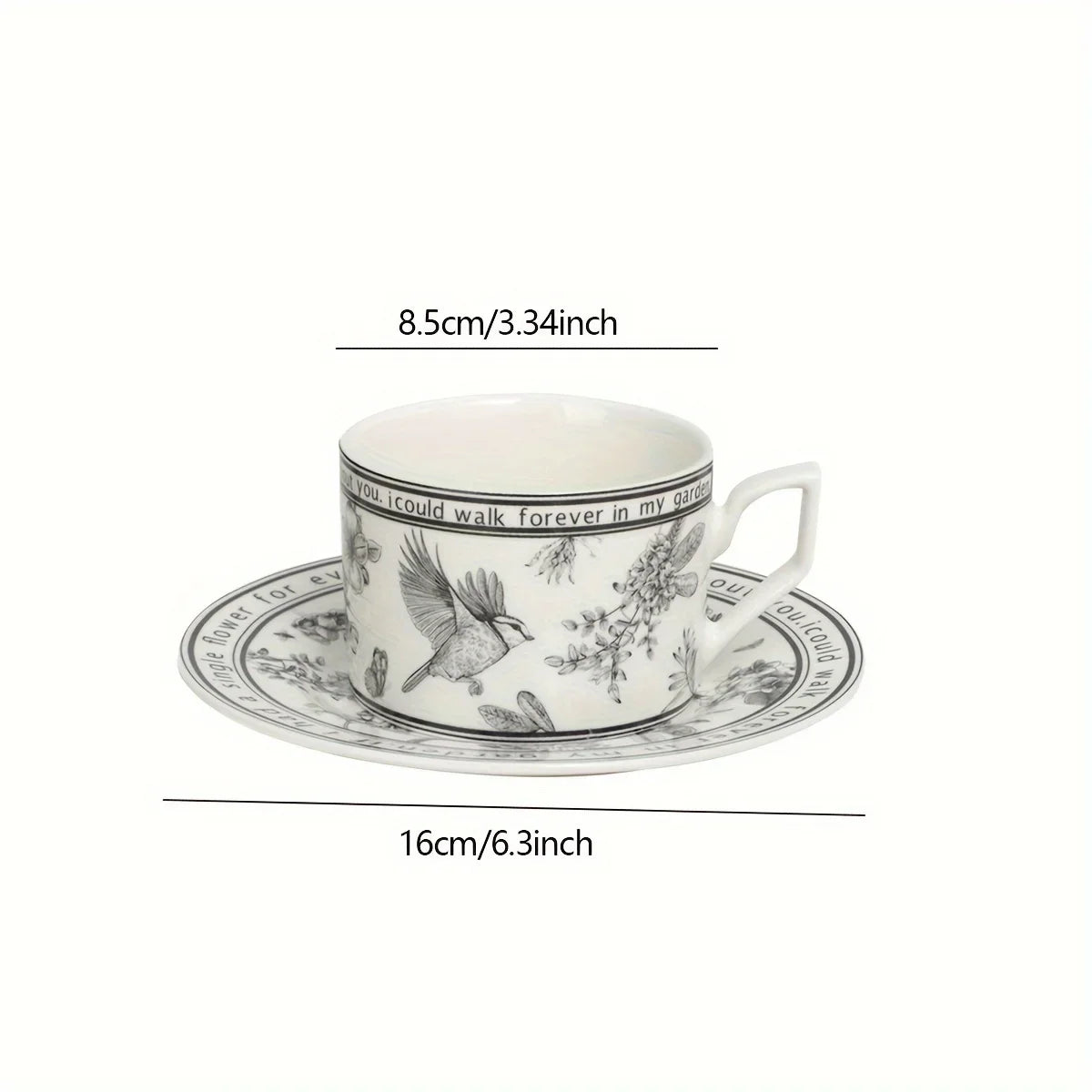 1 set Tea Cups and Saucers, Cappuccino Cups, Coffee Cups, White Tea Cup Set