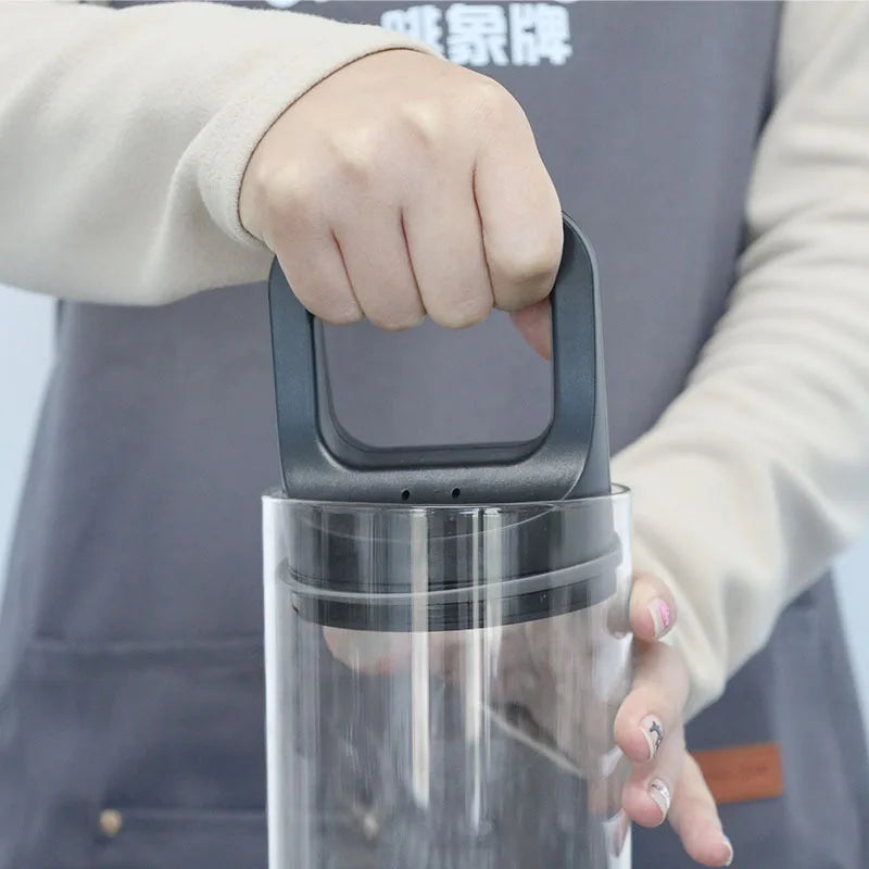 Coffee Beans Storage Vacuum Jar Kitchen Food Clear Glass Container Tea Cans