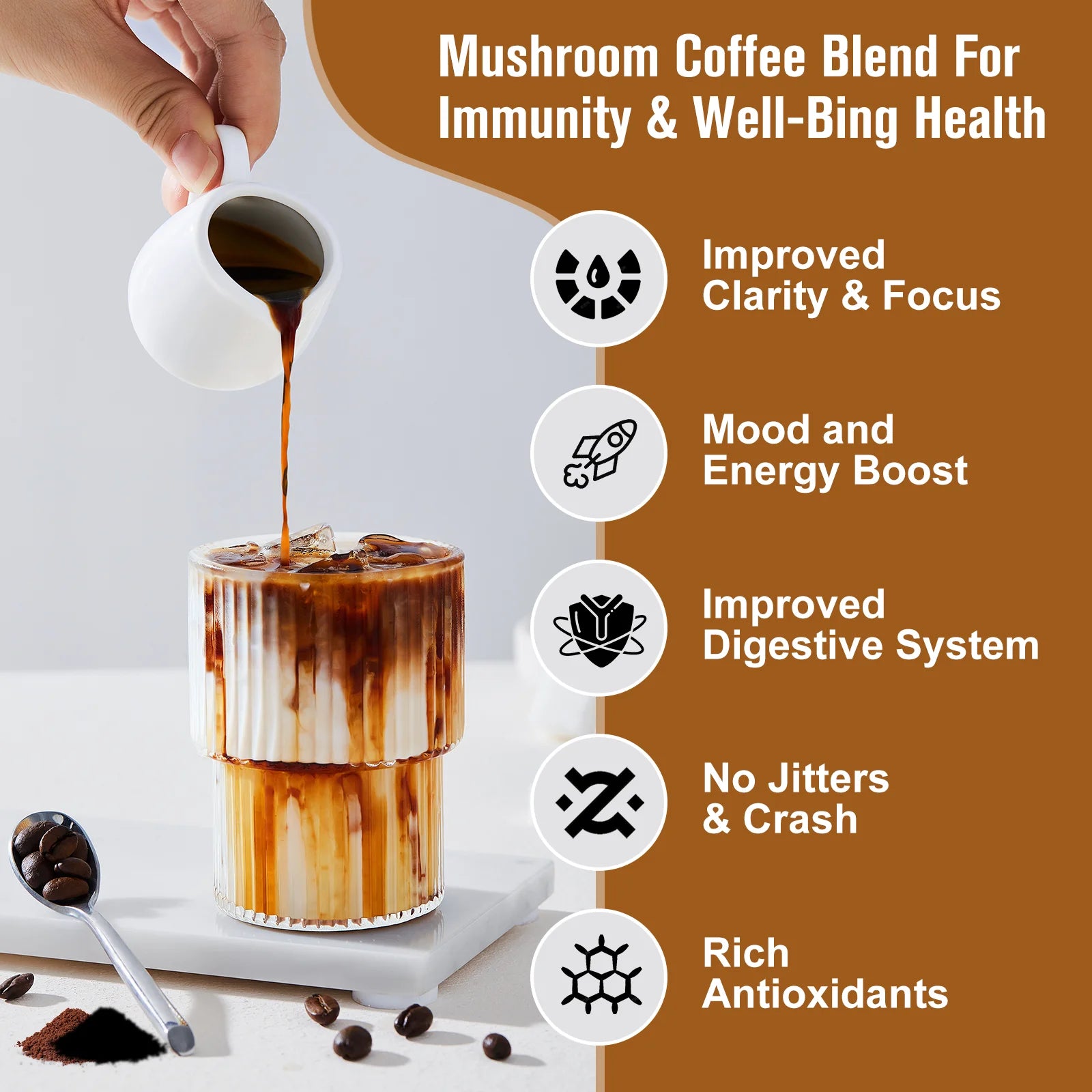 Mushroom Coffee 10 Mushroom Extract - Lion's Mane, Maitake for energy support