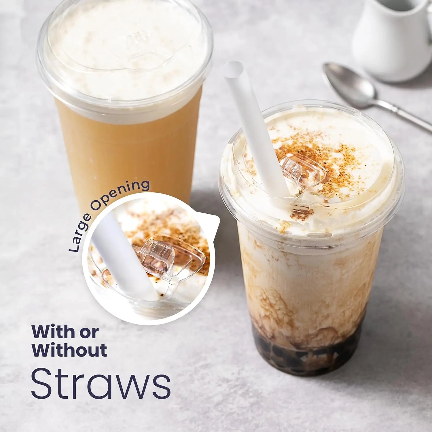 Clear Plastic Cup with Lids 50 Set Disposable Cups for Iced Coffee