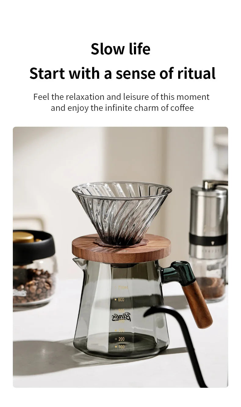 Bincoo Pour Over Coffee Maker Set 800ml Glass Carafe Coffee with Glass Coffee