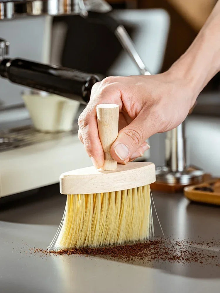 Coffee Machine Cleaning Brush Solid Wood Bowl Coffee Brush Coffee Grounds