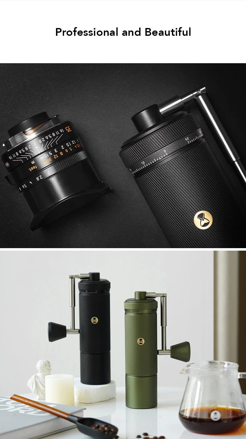 Manual Coffee Grinder Foldable Handle Black Aluminum Alloy  Espresso Grinder