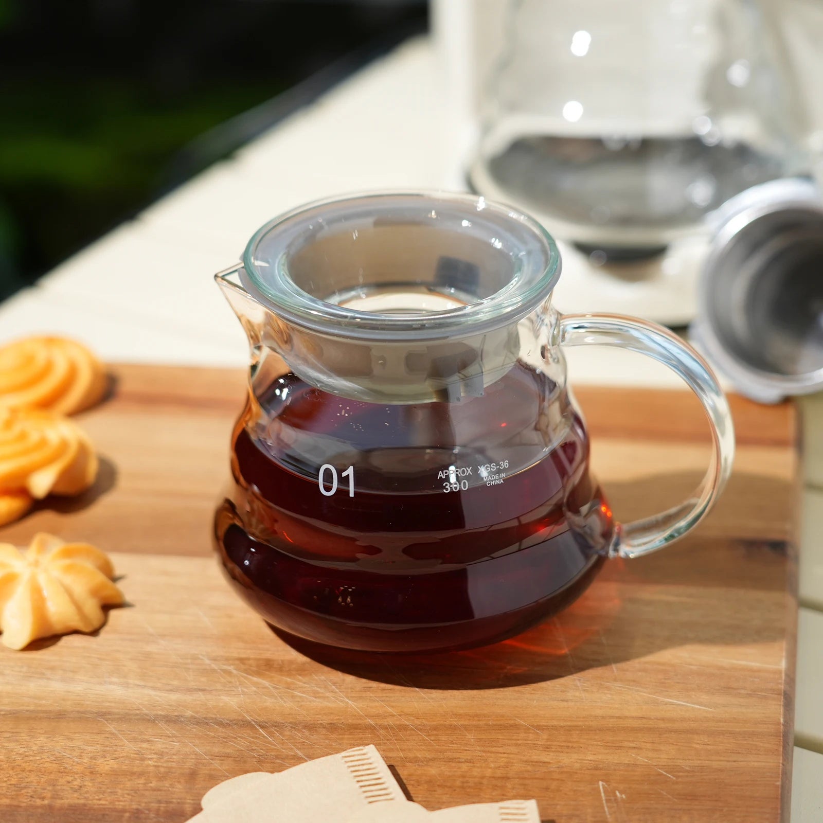 Hand-made Glass Coffee Pot Set with Lids Cloud Shaped Coffee Maker Filter Server