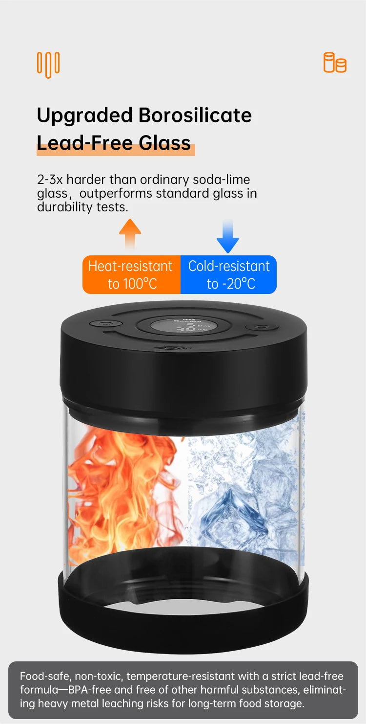 IKAPE Electric Vacuum Bean Canisters With Digital Display Coffee
