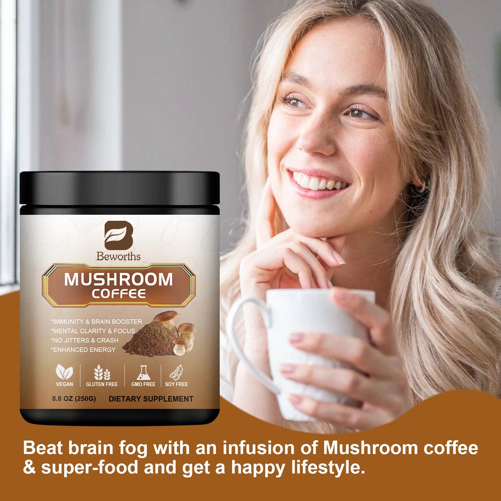 Mushroom Coffee 10 Mushroom Extract - Lion's Mane, Maitake for energy support