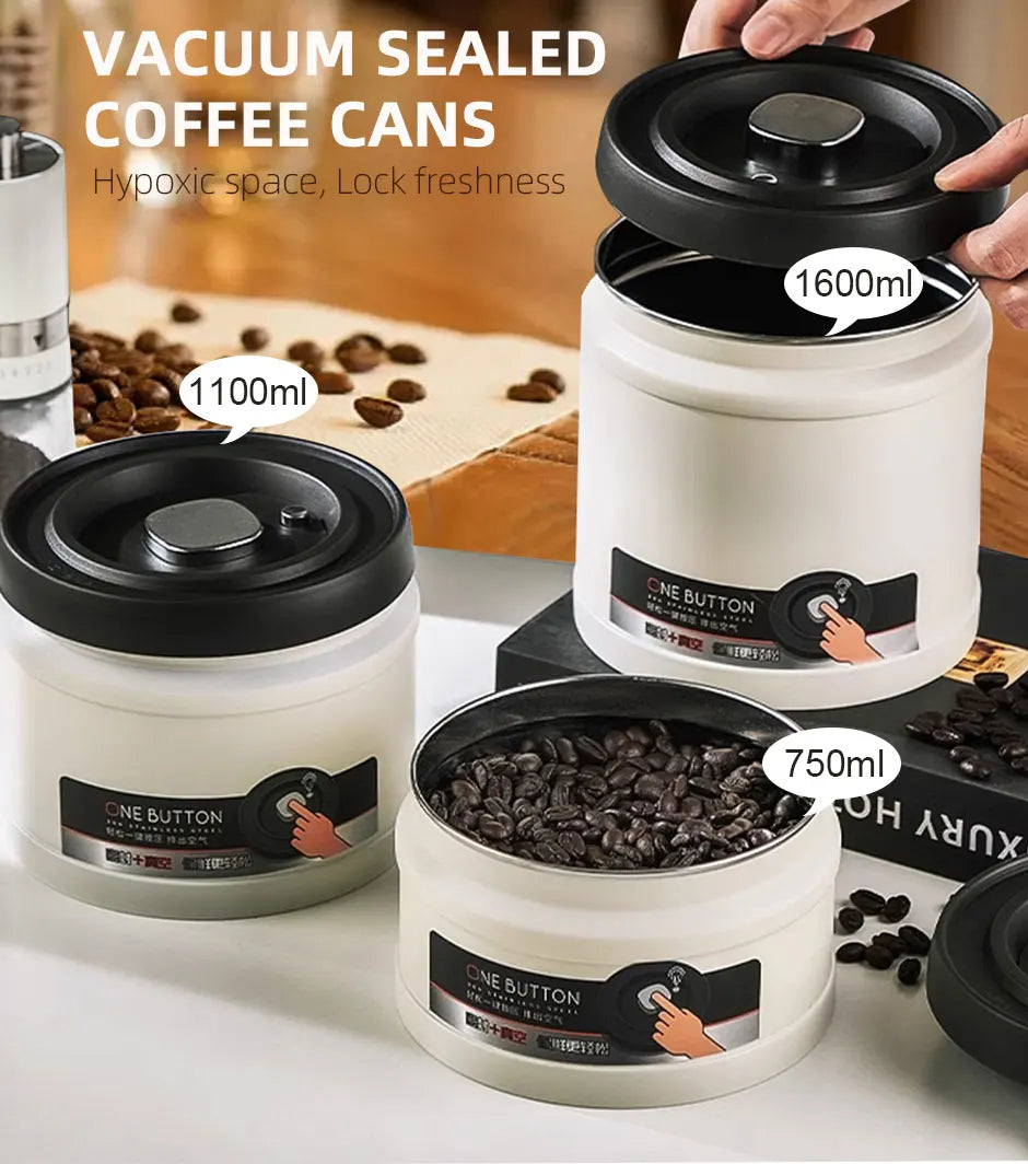 Stainless Steel Coffee Beans Vacuum Sealed Container Coffee Beans Storage